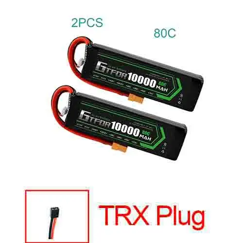 GTFDR lipo батарея 7,4 V 10000mAh 2S 60C 80C 100C RC батарея Deans XT60 для 1/8 1/10 автомобилей RC лодка вертолет Квадрокоптер лодка автомобиль - Цвет: 2S10000mah80C-TRX