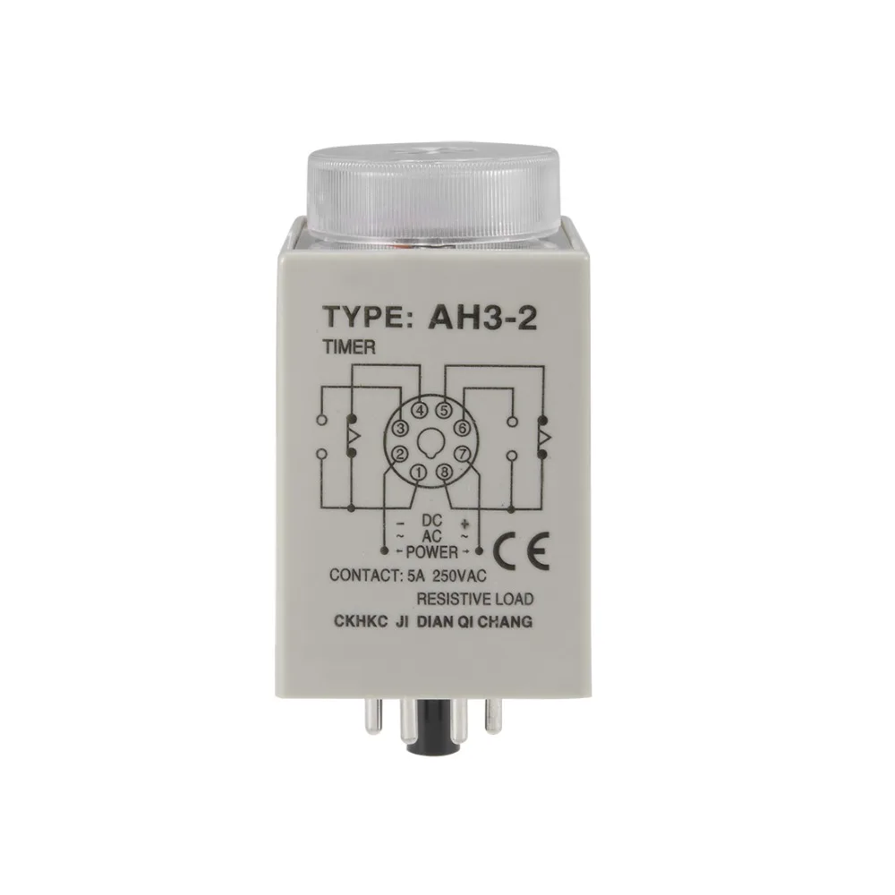 

UXCELL AC 220V Relay 1 Pcs 30M 8 Terminals Range Adjustable Delay Timer Time Relay Electrical Equipment Power Supplies AH3-2