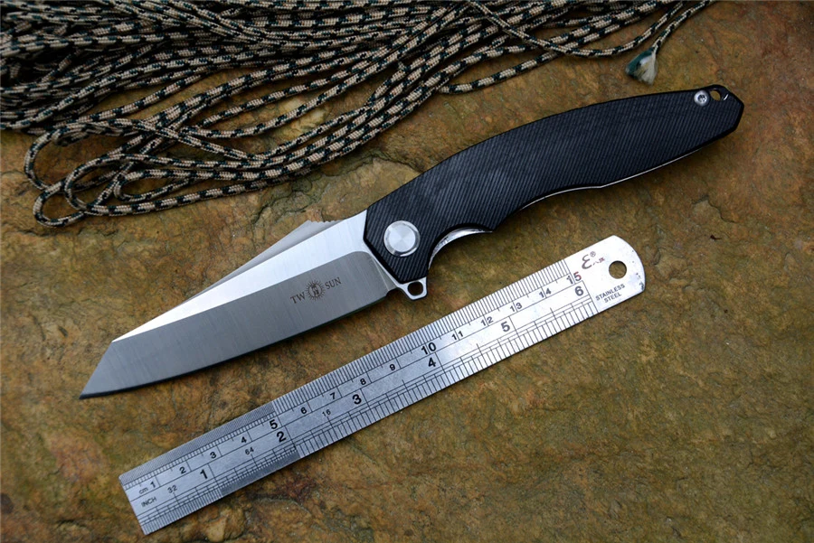 

TS-27 G10 Version TWOSUN Pocket Hunting Knife D2 Satin blade Survival Knife Tools