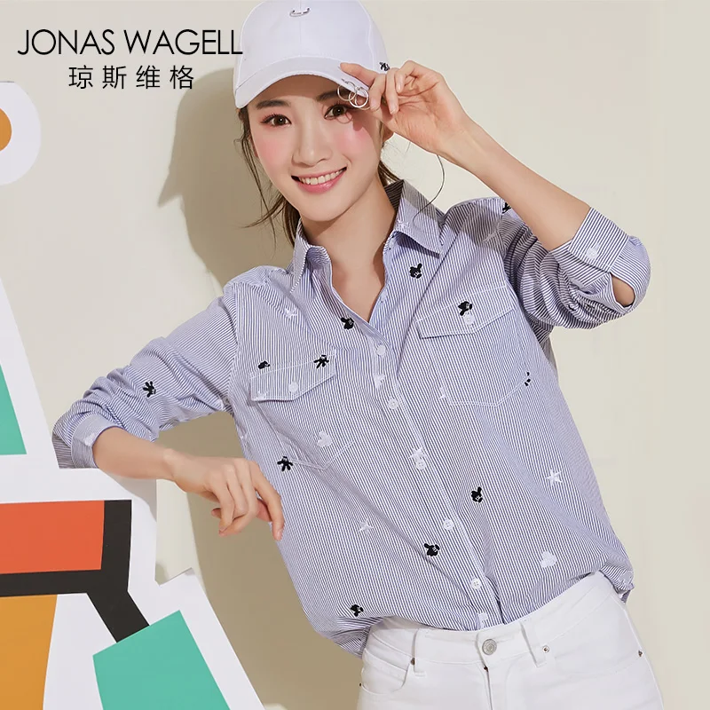 Jonas Wagell 2017 Embroidered cowboy shirt autumn woman's long sleeve |