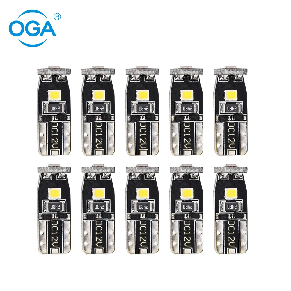 

OGA 10PCS T10 W5W Led Bulbs 194 168 Car Led for Auto Reading Lamp Door Clearance Light License Plate Lamp White Color