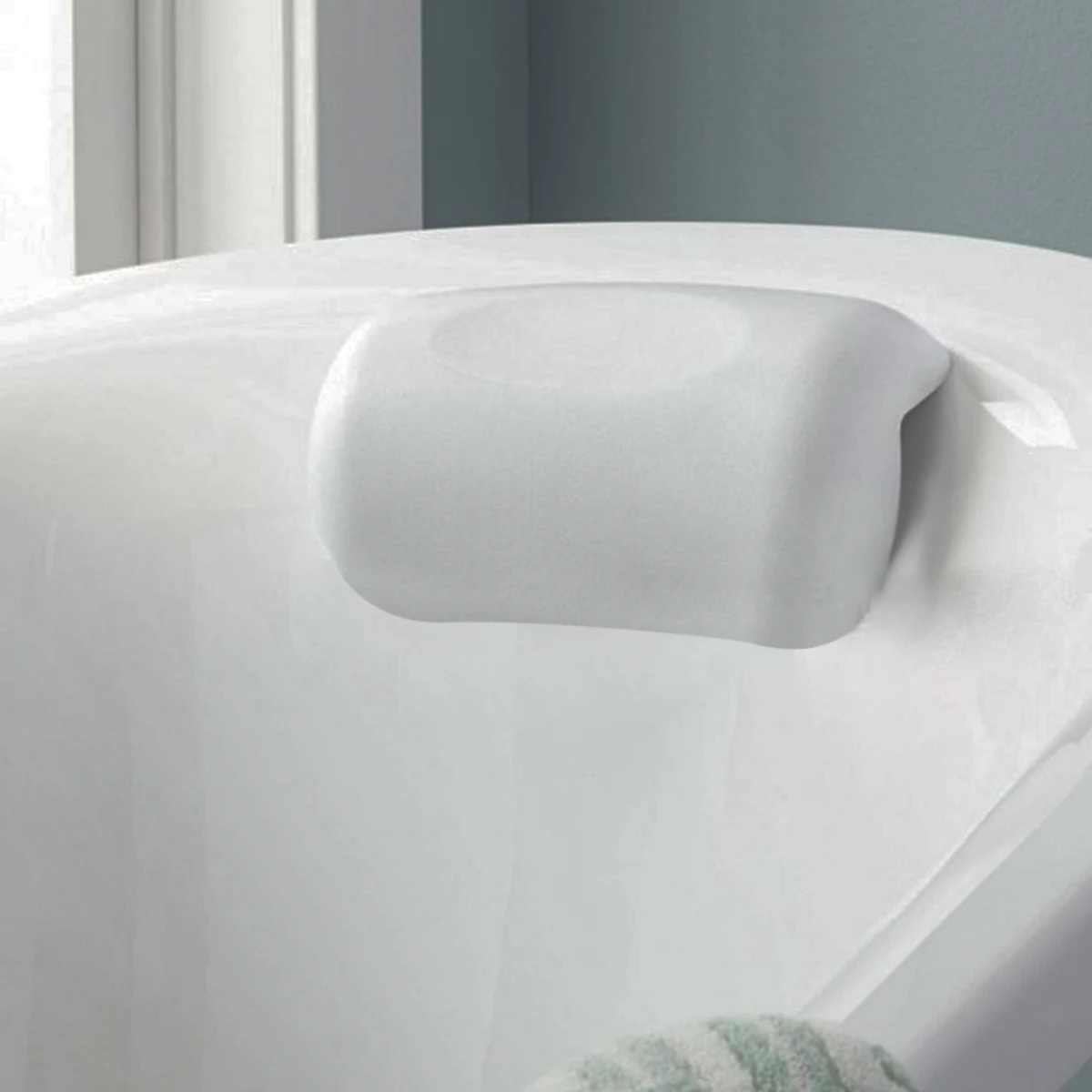 Белый PU водонепроницаемый эргономичный дизайн подушка для ванной 26x14cm-1
