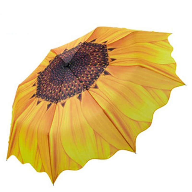 3 folding sunflower umbrella rain women umbrella for sale high quality