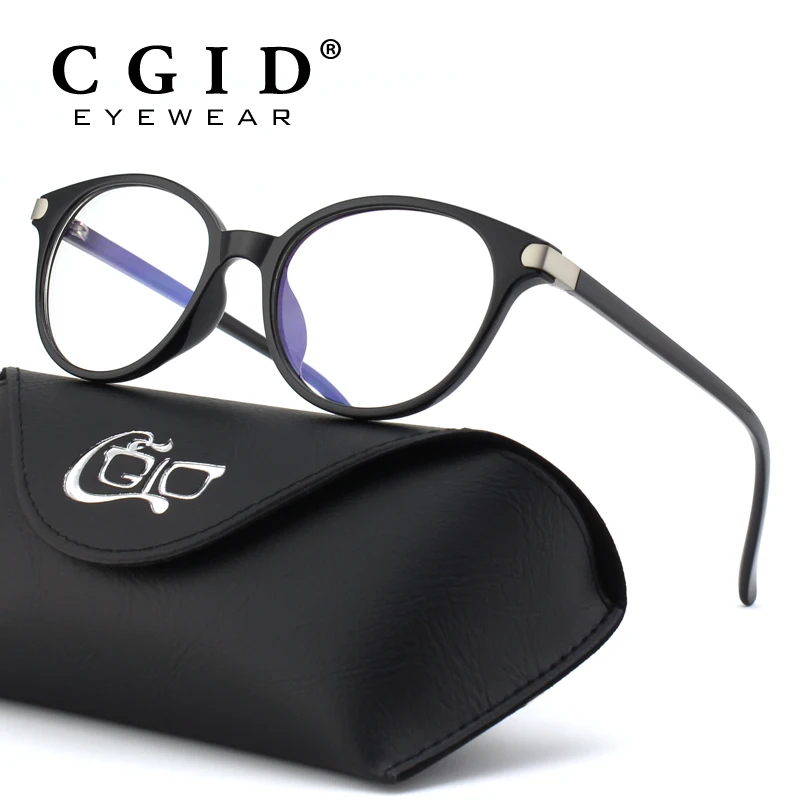 

CGID TR90 Round Computer Glasses Anti Blue Eyeglasses PC Gaming Goggle Retro Eyewear Frame 100% UV400 for Women CT38
