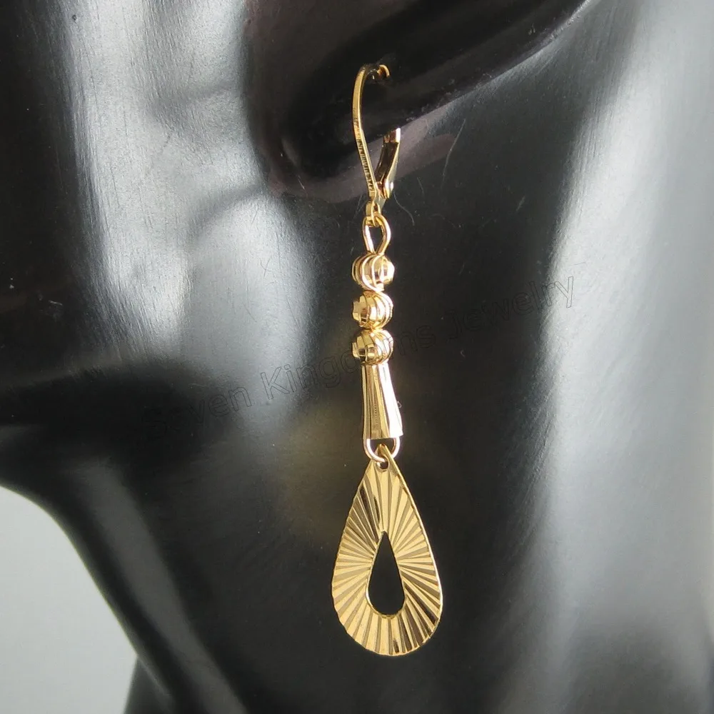 Foromance/EARRING WATER DROP PATTERN CARVED DANGLER TALL 56MM 2.2&quot WIDTH 12MM 0.47&quot - GOLD COLOR / | Украшения и