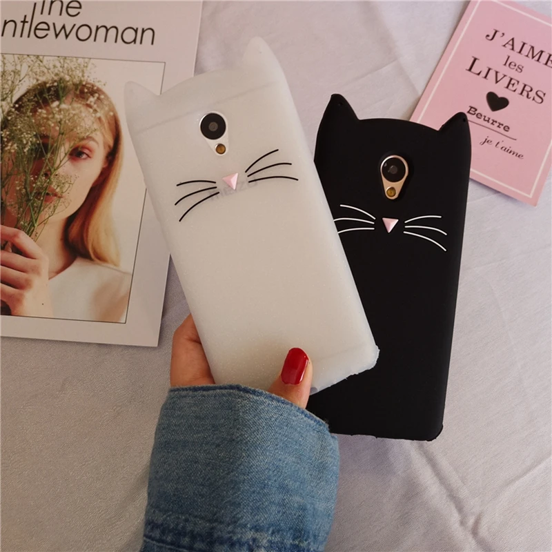 

Cute 3D Bearded Cat Case For Meizu M5/M5s Case Cartoon Soft Silicon Coque For Meizu 5C A5 MeiLan M5 Note/M3 Note Back Cover Case