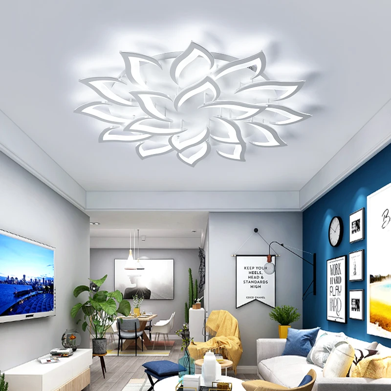 

Chandelierrec Online Modern LED Ceiling Chandeliers Lights For Living Room Bedroom Creativity Flower Type Chandeliers luminarias