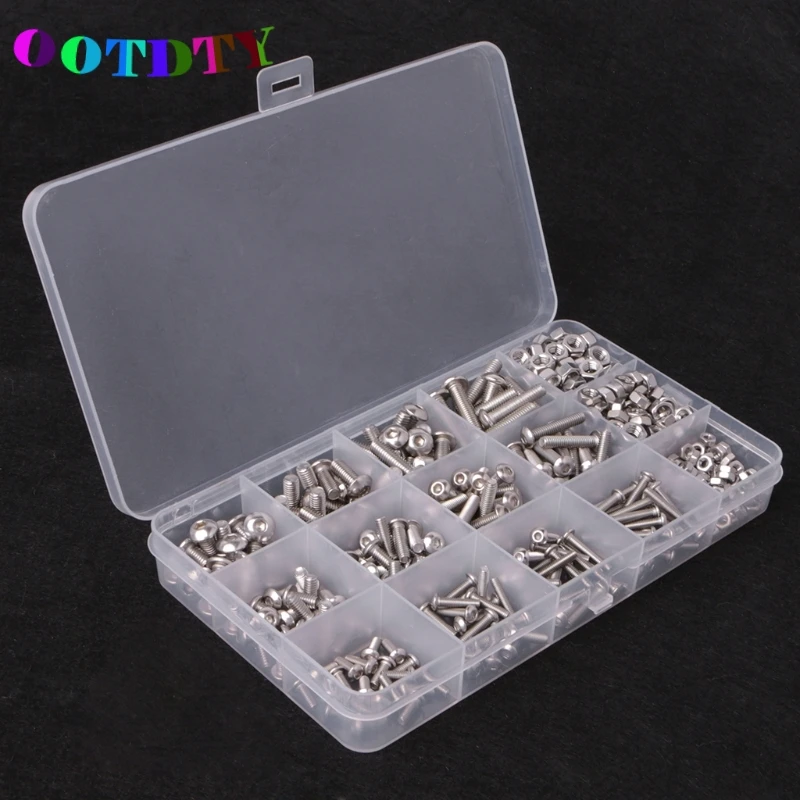 

OOTDTY 440pcs/set Hex Socket Screws Stainless Steel Button Head Bolts Nuts Kit Set Drop Shipping Support