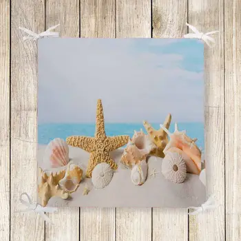 

Else Blue Sky on Yellow Sea Shells 3d Print Chair Pad Seat Cushion Soft Memory Foam Full Lenght Ties Non Slip Washable Zipper