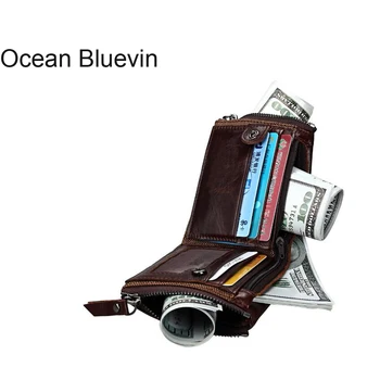 

OCEAN BLUEVIN New Men's Leather Men's Wallet Multi-Functional Anti-Theft RFID First Layer Leather Men's Wallet Women's Wallet