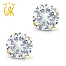 Charles & Colvard 0.60 cttw Moissanite Redonda 14 K Oro Amarillo Stud Pendientes Para Las Mujeres Joyería Moissanite