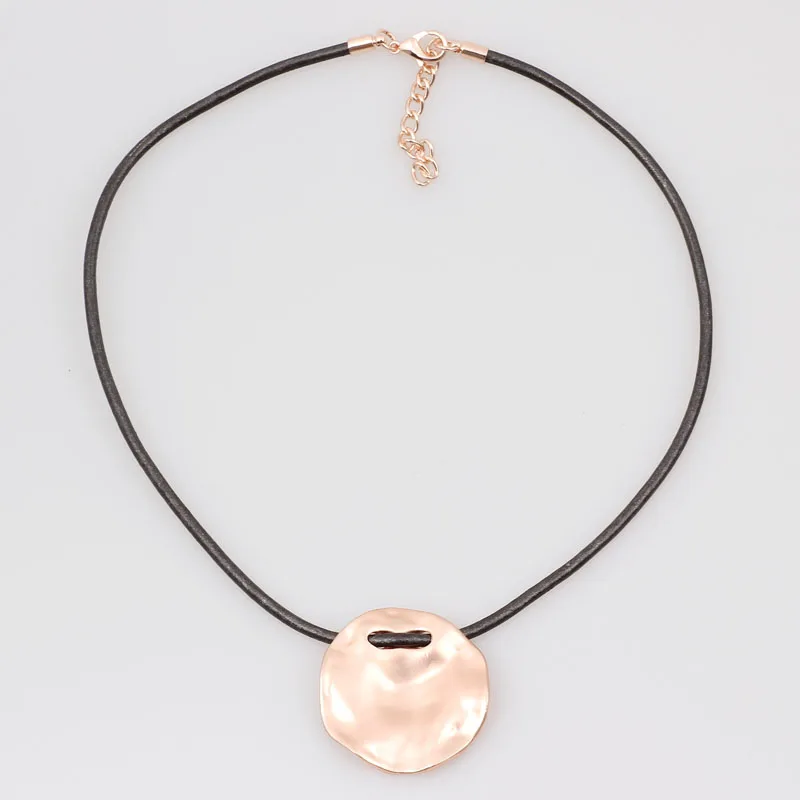 ELOHYI, большой круглый кожаный канат, высокое качество, простое колье-ошейник, ожерелье для женщин, модное ювелирное изделие, подарок - Окраска металла: Matte Rose Gold