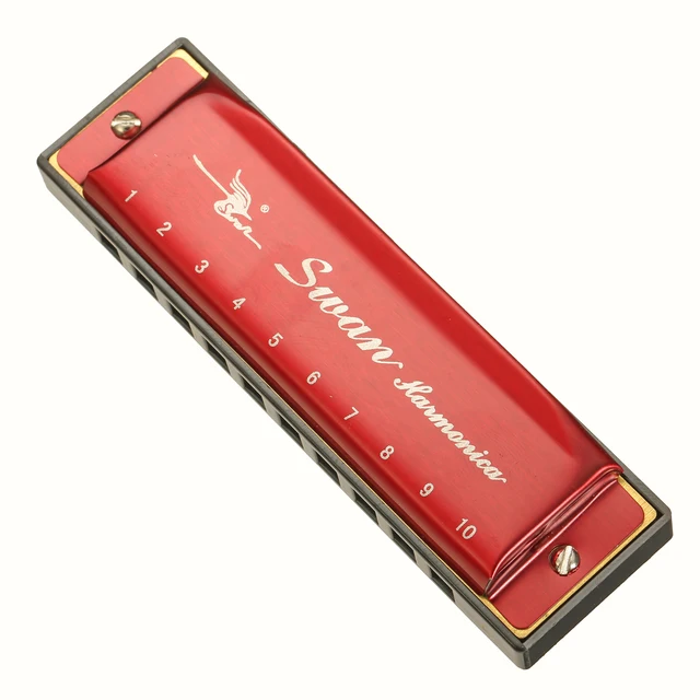 Swan Harmonicas 10 Holes 20 Tones Laser Proceeded Diatonic Blues Harps Accordion Musical Instrument Woodwind In Plastic Box