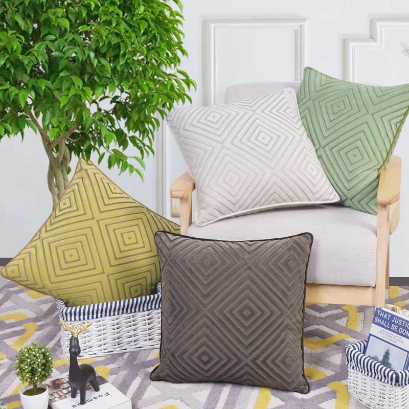 

45cm Solid color simple geometric pillow cover sofa plush diamond pattern cushion cover bed Pillow case for cushion Backrest