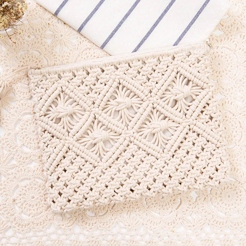Women Bohemian Clutch Bags Female Summer Beach Straw Bags Lady Tassel Kintted Hollow Handmade Weave Travel Messenger Bag SS3067 (4)