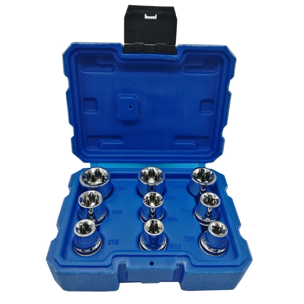 

New 9PC 1/2 Inch(12.5mm) Torx Star Bit Female E Socket Set ,E10,E11,E12,E14,E16,E18,E20,E22,E24 CR-V