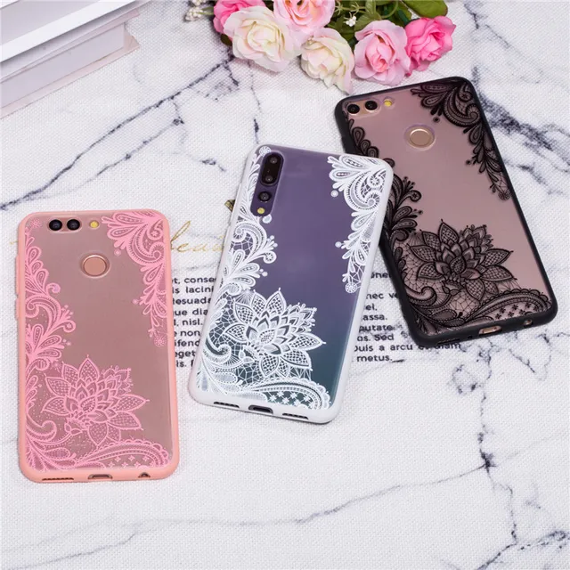 Special Price P20Lite Lace Floral Case on for Huawei P20 Lite Case Soft TPU Edge Hard PC Back Cover for Couqe Huawei P20 P 20 Pro P20Pro etui