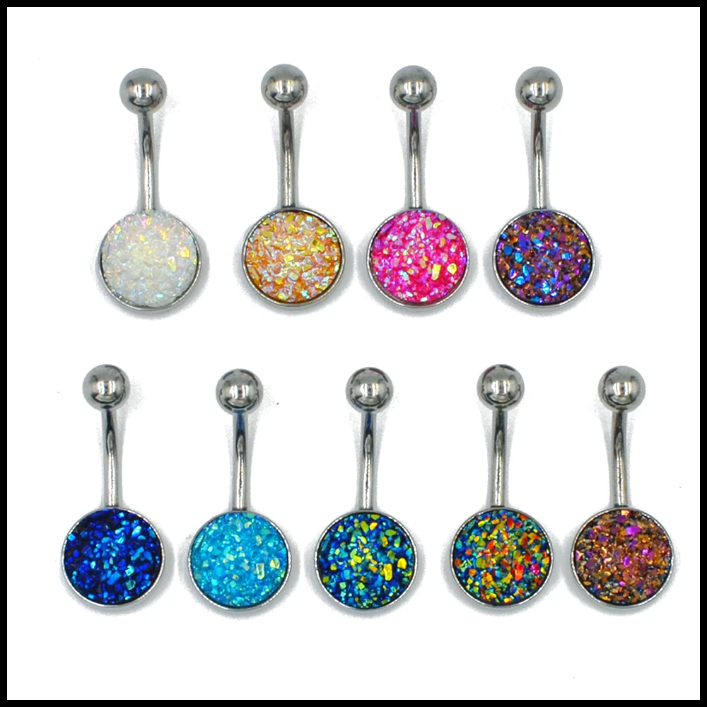 BOG 1PC Druzy Crystal Druse пупочное кольцо пирсинг серьги сексуальный пупка ювелирные