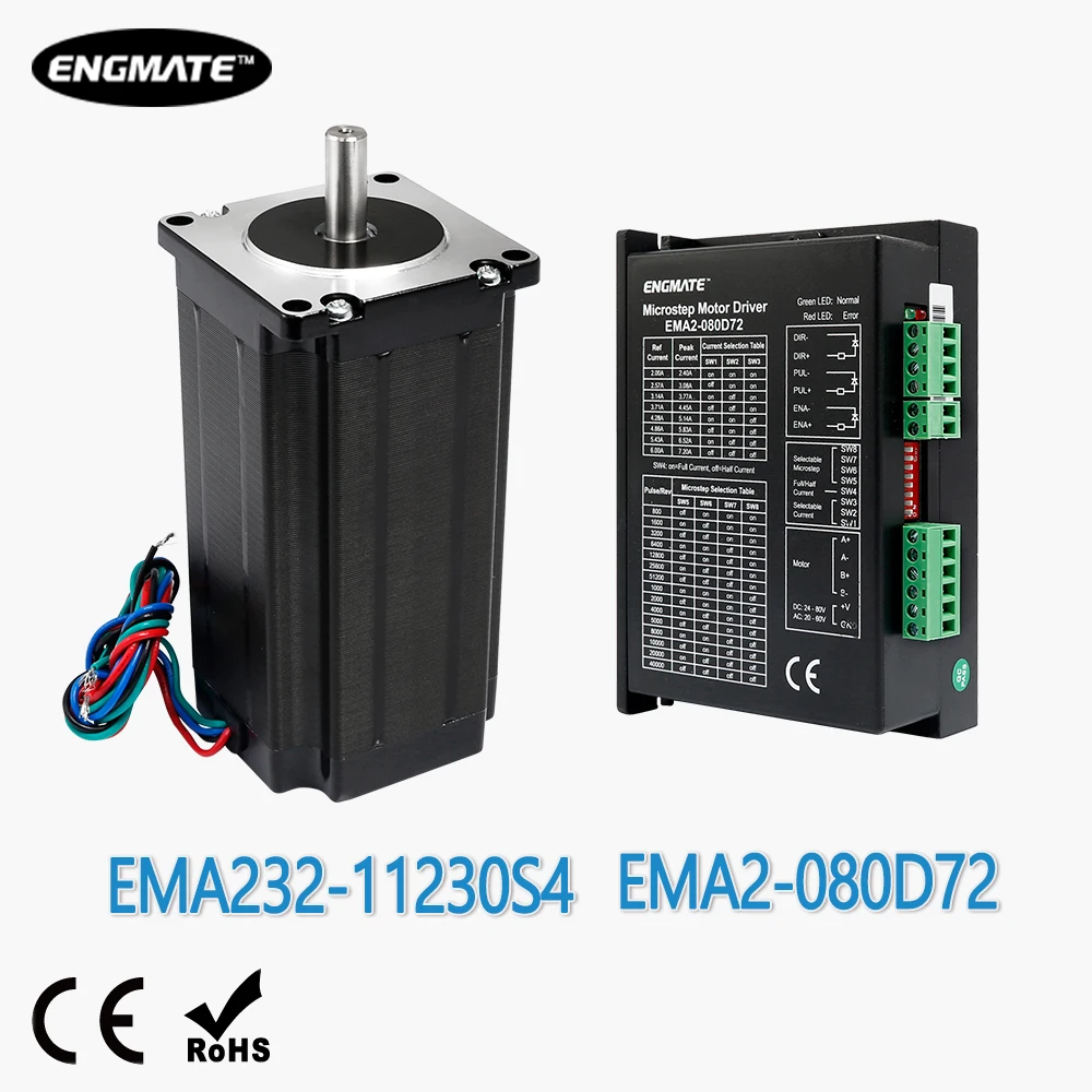 

EMA2-080D72 Stepper Motor Driver For CNC Milling Machine DIY with EMA232-11230S4 Stepper Motor