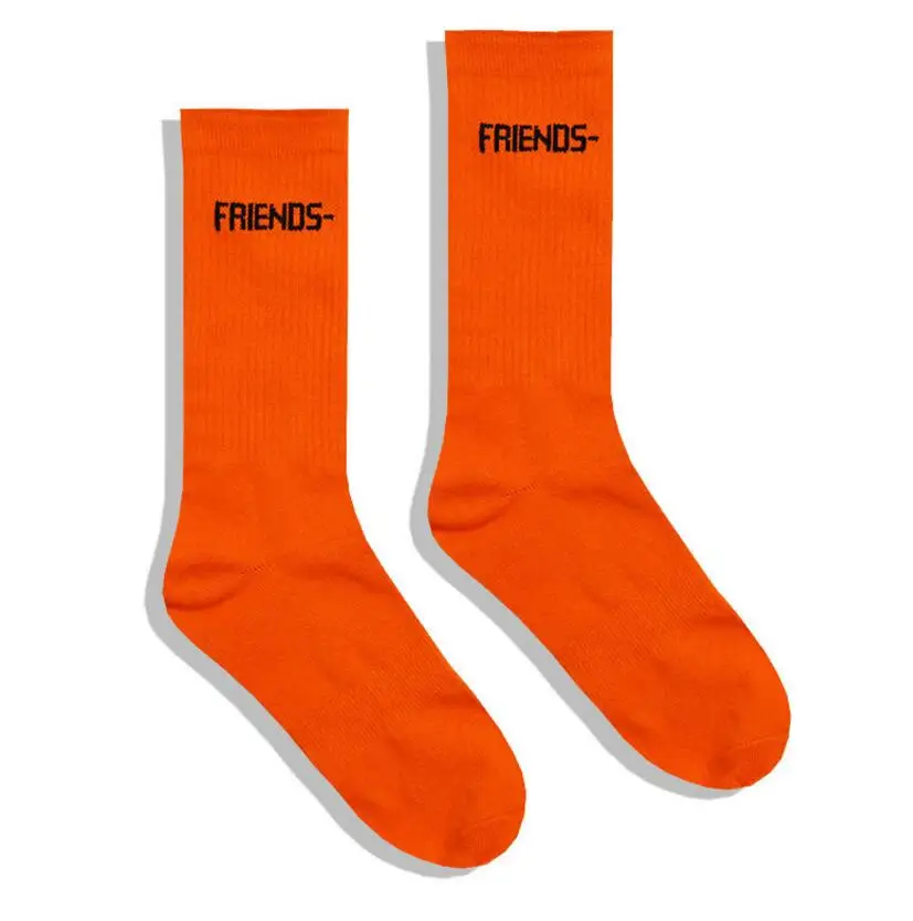 Tide V Черный Оранжевый V Европа и США уличные хип-хоп носки модные носки без пятки с буквами