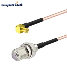 Superbat F Тип Женский переборка крепление к MCX Мужской правый угол RG316 кабель 15 см