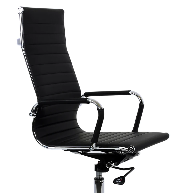 95173 Кресло для персонала Barneo K-110 черная кожа высокая спинка кресло офисное кресло компьютерное кресло с системой качания мебель для офиса компьютерные кресла в Казахстан по России