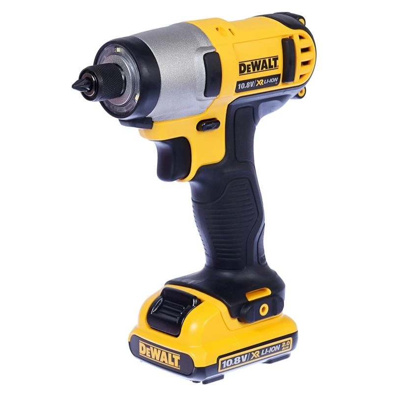 Шуруповерт аккумуляторный DeWalt DCF815D2 (мощность аккумулятора 10.8 В, крутящий момент 107 Нм, 0-2450 об/мин, 3400 уд/мин реверс, подсветка рабочей зоны, кейс, 6.35 мм шестигранный держатель с автоматической фиксацией)