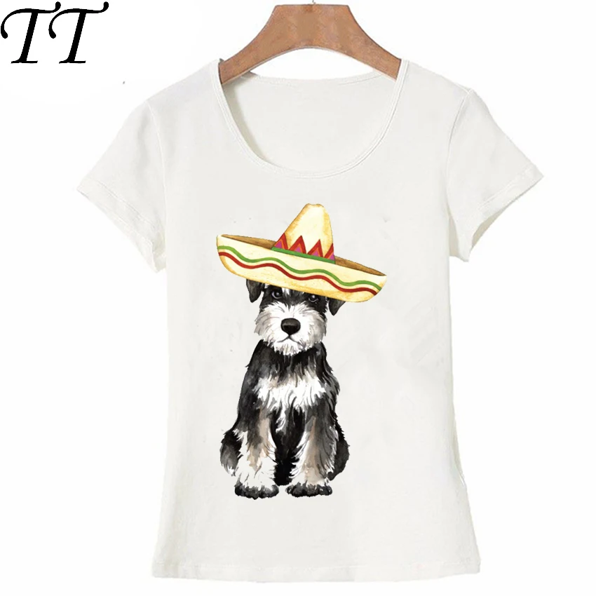 

Fiesta Miniature Schnauzer print T-Shirt fashion women short sleeve summer hipster cool woman t-shirt casual Tops cute girl Tee