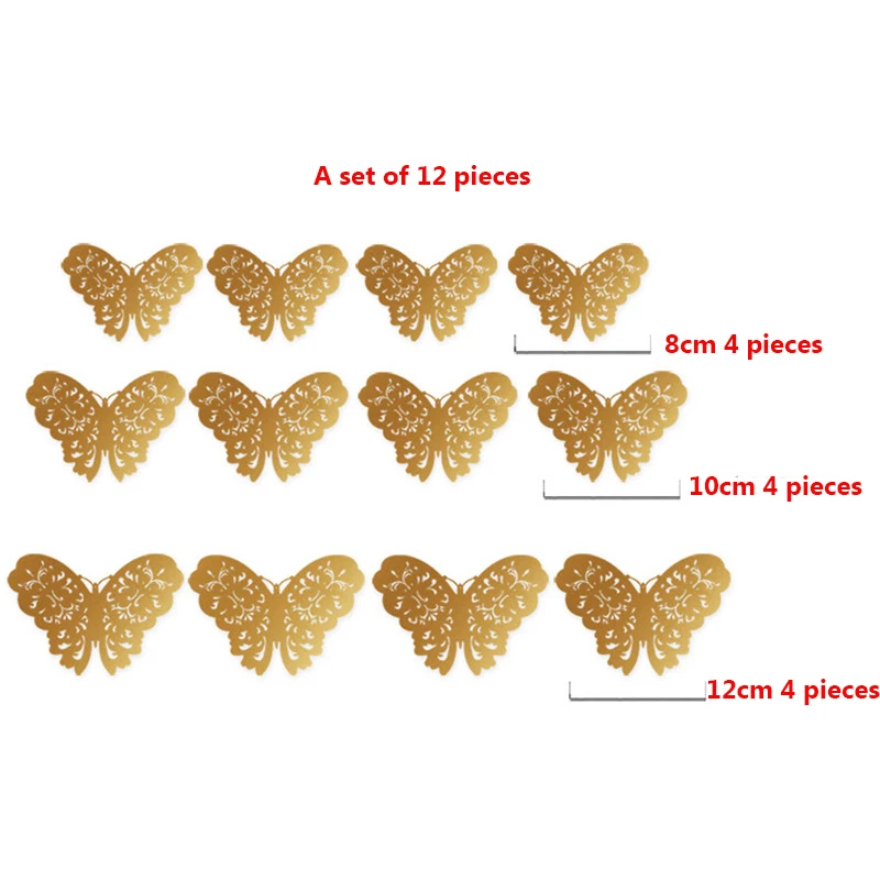 12pcs/set 3D Metallic Feel Hollow Butterflies Wall Stickers Kids Rooms Home Decor Wall Decals Party Wedding Decoration Art Mural 12pcs/set 3D Metallic Feel Hollow Butterflies Wall Stickers Kids Rooms Home Decor Wall Decals Party Wedding Decoration Art Mural