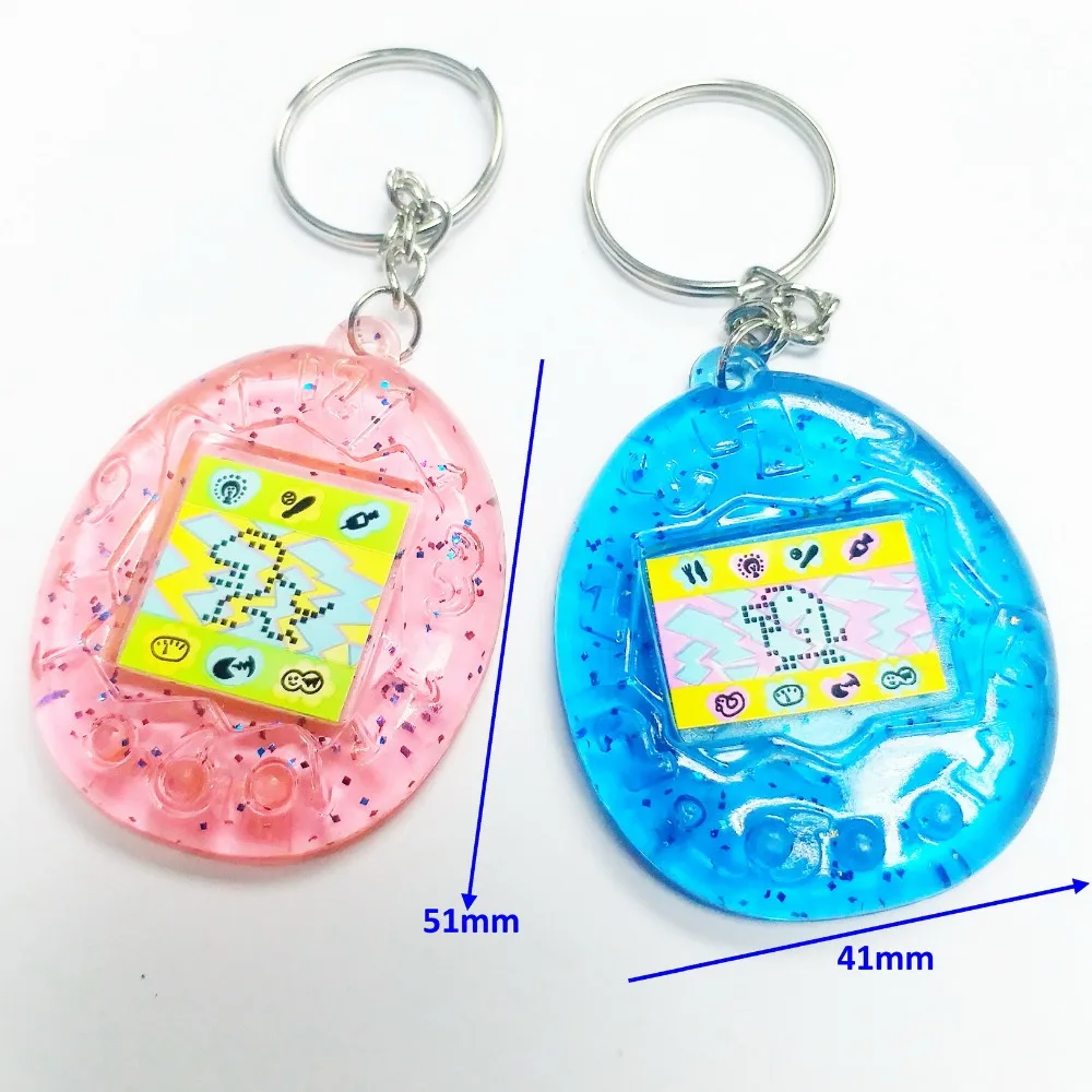 

2 pcs E562-10 TAMAGOTCHI sticker with key chain Rings Retro Birthday Party favors giveaways gadget souvenirs gift Bag Gag Prize
