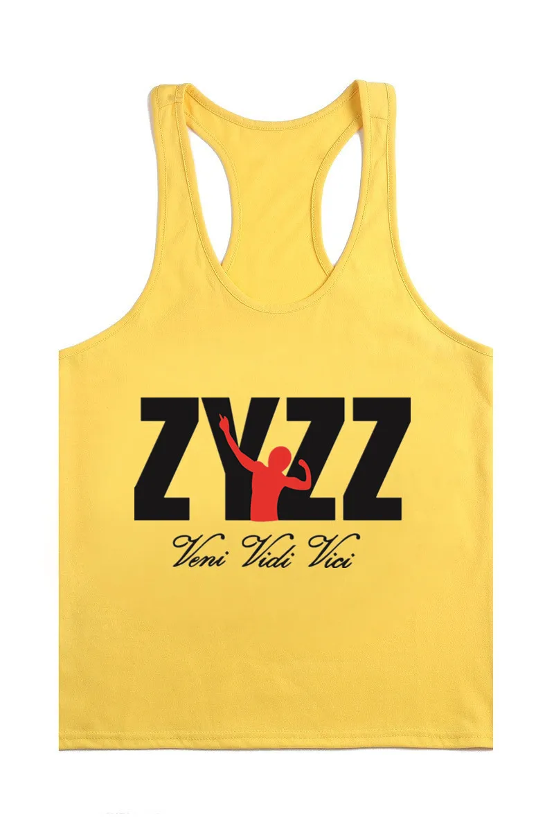 Брендовая одежда для бодибилдинга и фитнеса, мужская майка для тренировок, майка с принтом ZYZZ, Спортивная майка - Цвет: Yellow and  black