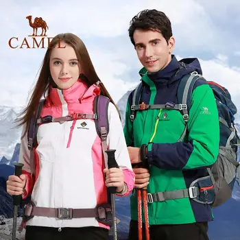 

CAMEL Winter Men Women 3 in 1 Outdoor Hiking Jacket Warm Waterproof Windbreaker Hiking Skiing Snowboarding Jacket
