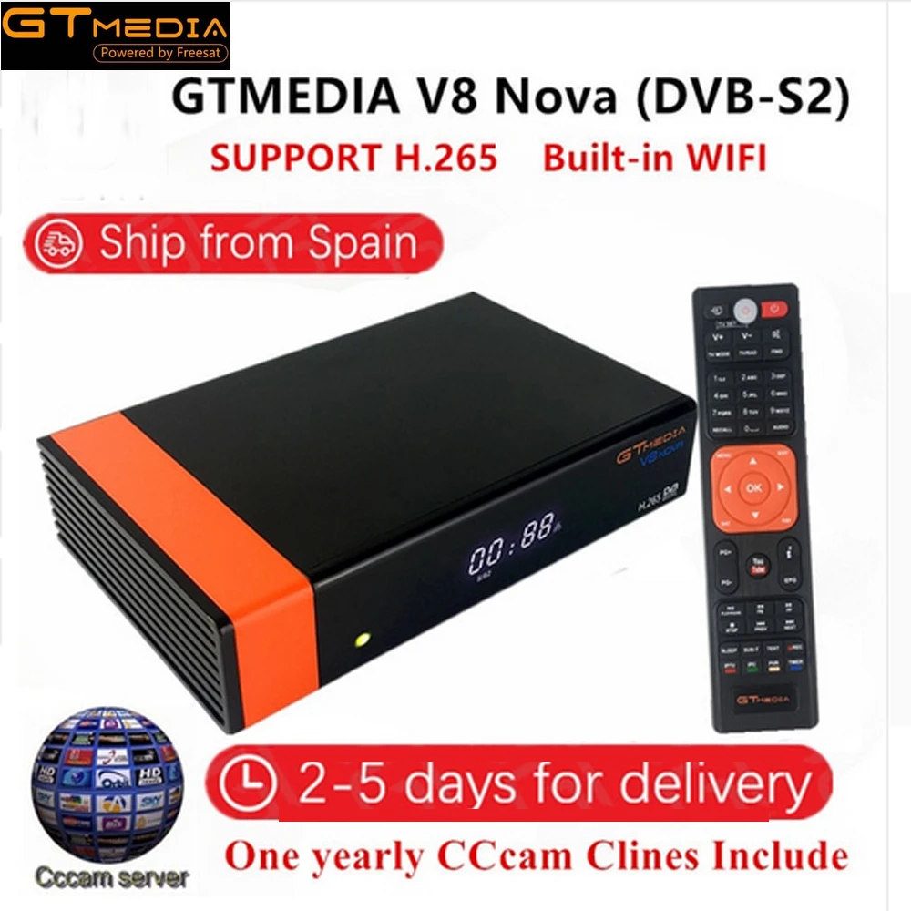 GTMedia V8 Nova DVB-S2 рецептор Full HD 1080 H.265 HEVC спутниковый ресивер 1 год Европа Испания 7 линия Cline CCCam встроенный WiFi