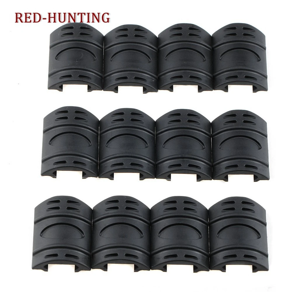 Airsoft Gear Gun Accessory 12 pcs Tactical Weaver/ Picatinny Rubber Handguard Quad Rail Covers Black