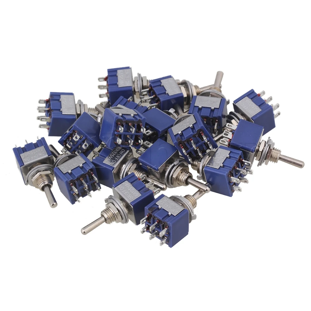 Yibuy 40 шт синий 3-полосный AC 125V 6A двухполюсный DPDT ВКЛ/ВЫКЛ/вкл Тип 3P тумблер | Спорт и