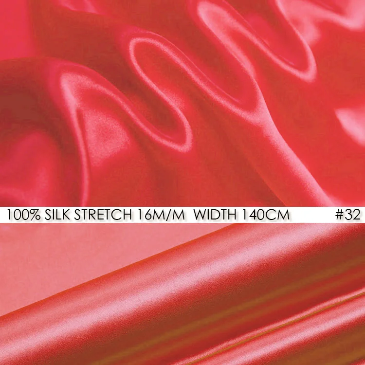 

SP14016 Silk Stretch Fabric/ Pure Color, 21 colors/ Mulberry Silk 95% Silk, 5% Spandex Elastic/ Width:1.53yd, Thickness:16m/m