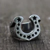 Lucky Pentagram U – anneau de motard en forme de fer à cheval pour hommes, anneau amulette en acier inoxydable, Punk Rock, bijoux ► Photo 1/5
