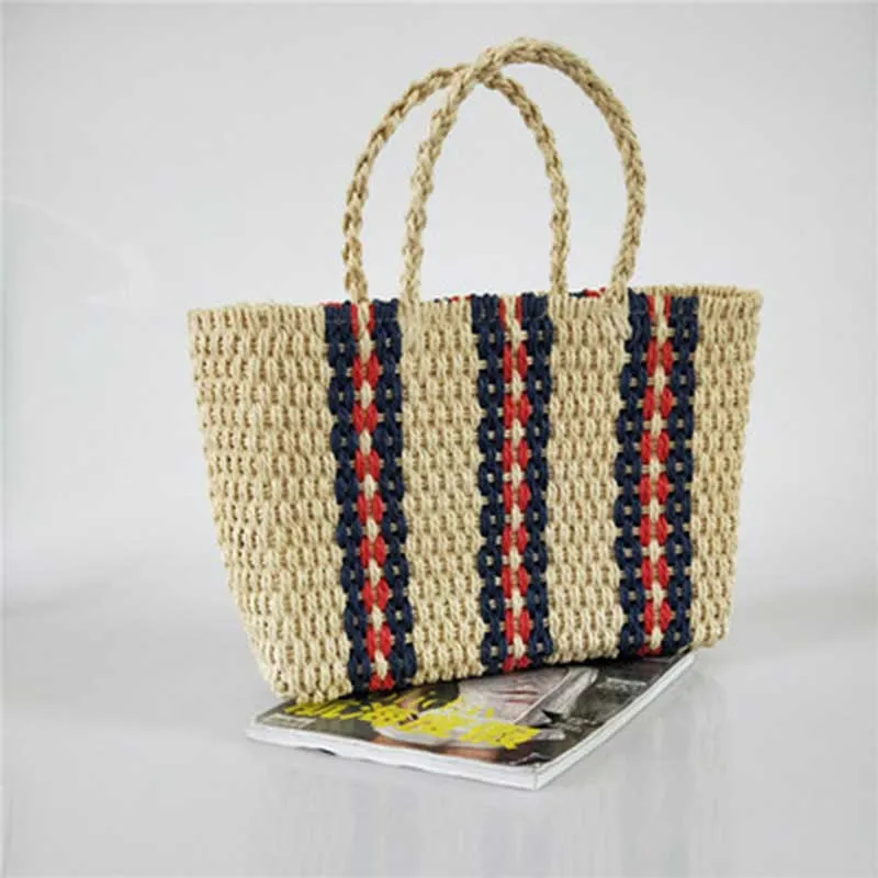 Summer Women Fashion Straw Bags INS Popular Beach Female Handbag Lady Large Handmade Shoulder Bag Travel Knitted Bolsa SS3225 (5)