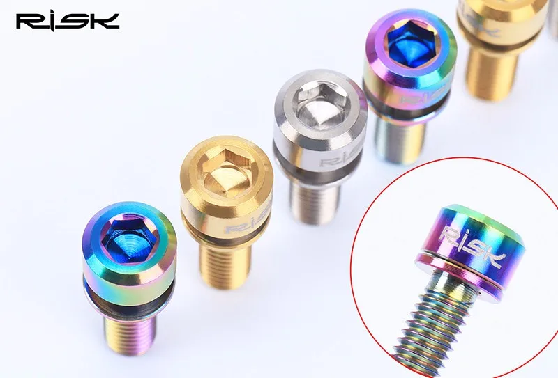 

RISK 4pk M6*18/20mm Disc Brake Bolts Clamp Titanium Alloy Screw MTB Mountain Road Bike Bicycle Disc Brake Screw Disc Brake Bolt