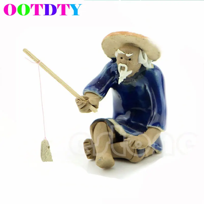 

Mini Fish Tank Home Man Aquarium Fishing Rockery Decor Old Dollhouse Ornaments