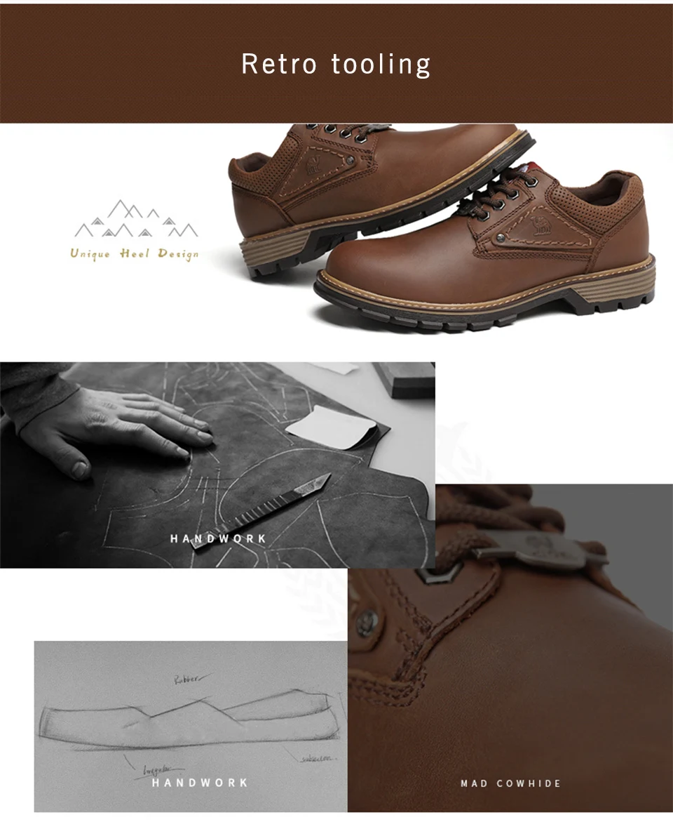 CAMEL/Мужская Рабочая обувь; сезон осень; обувь martin из натуральной кожи; модная Мужская Уличная Повседневная обувь