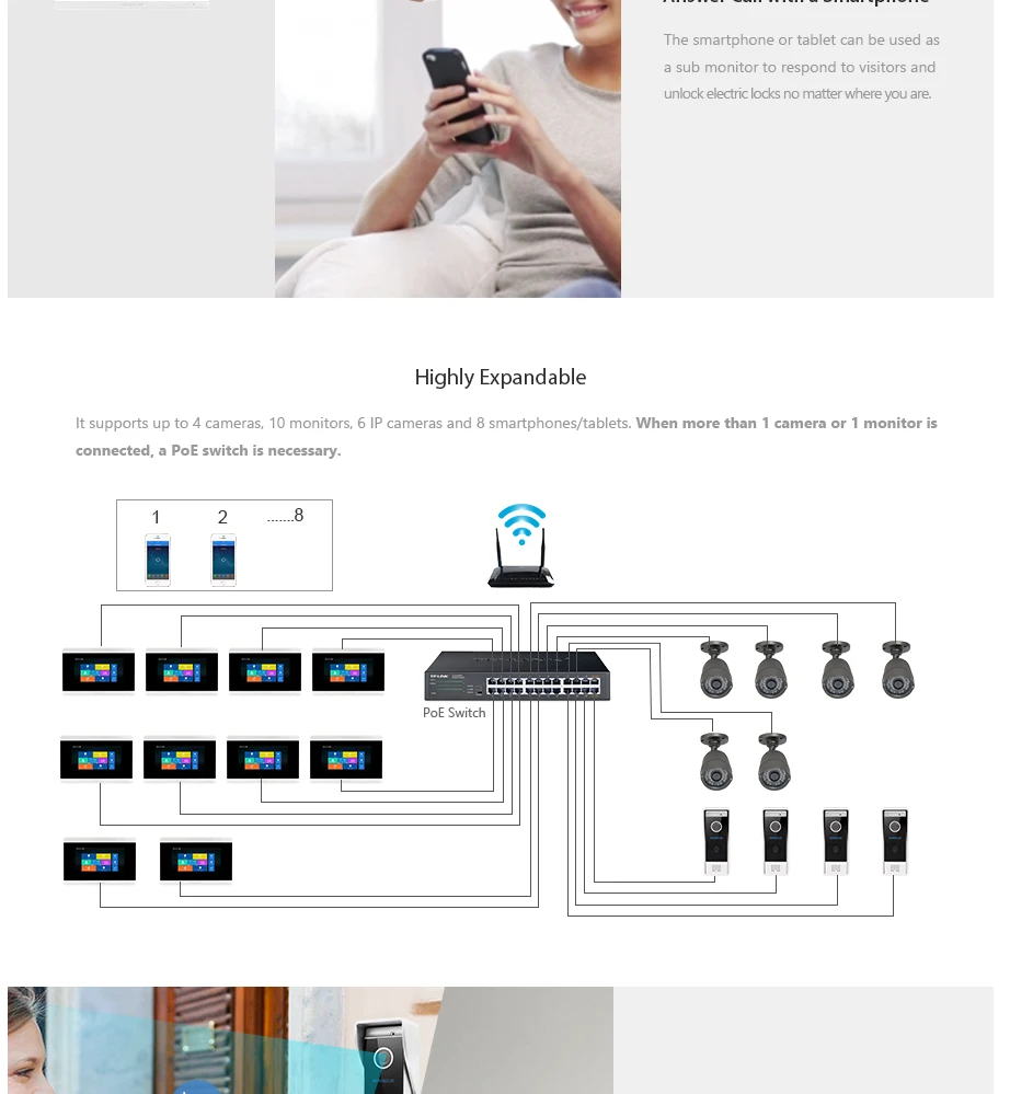 Homssecur 7 "Hands-free WiFi IP проводной видео и аудио Домашний домофон 1.0MP с памятью монитор 180 кг магнитный замок в комплекте для дома