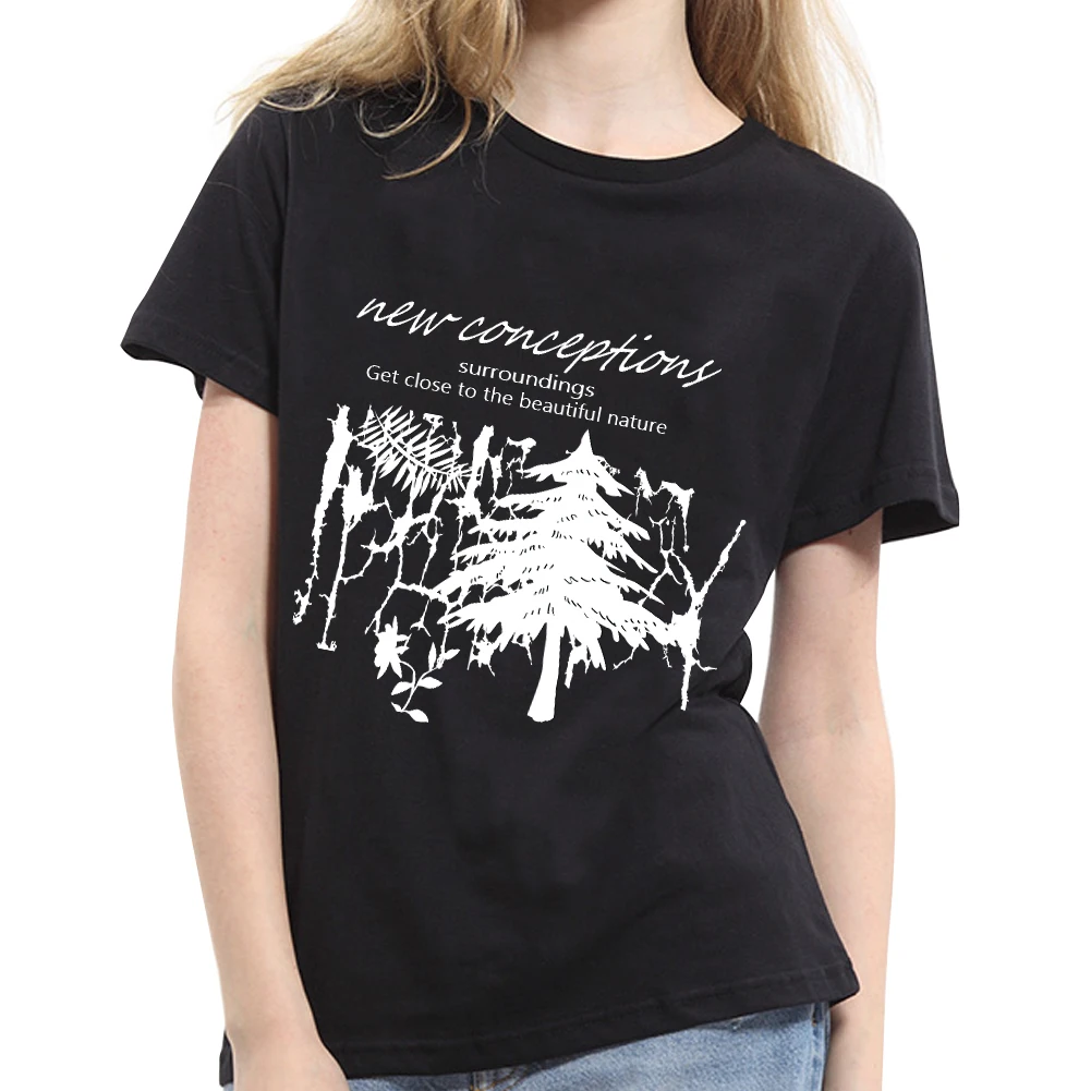 Summer Unisex English Phrase Nature Tree Tee Shirt Short Sleeve Couple