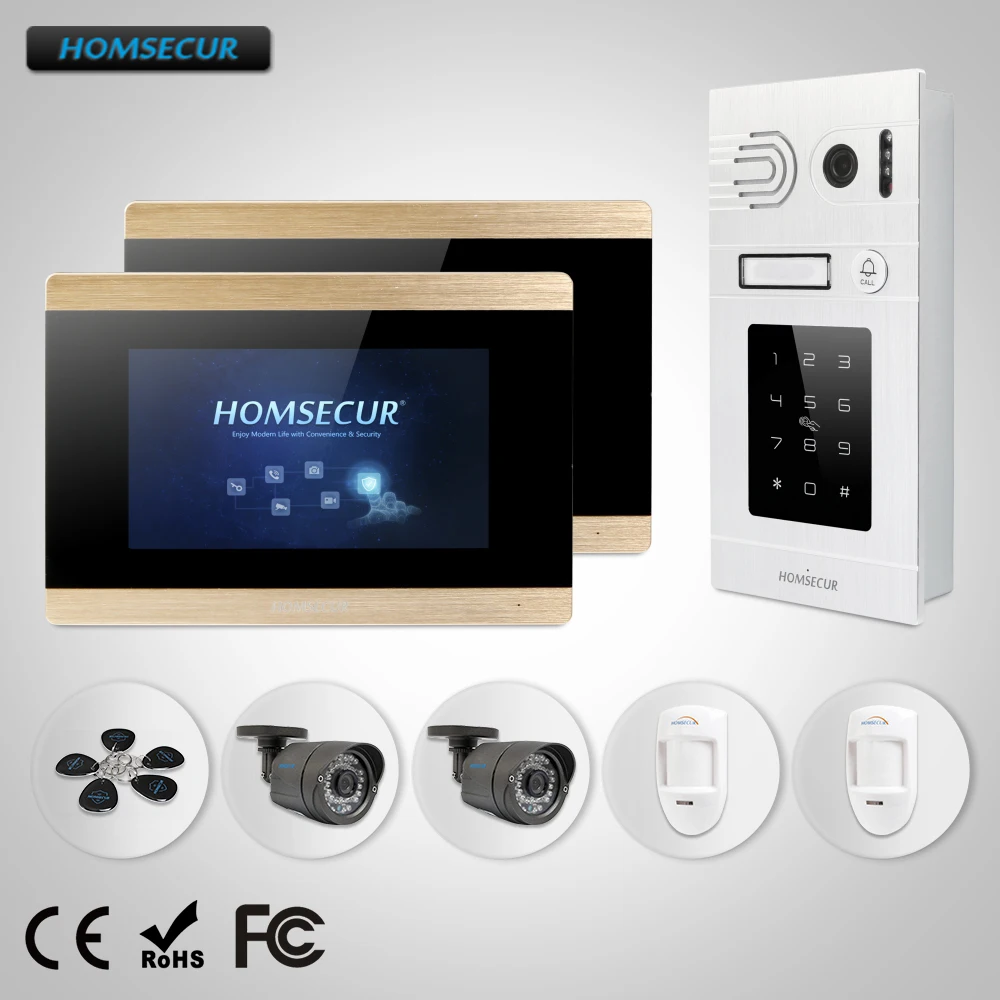

HOMSECUR 7" Wired Video Door Phone Intercom System+Silver Camera for Apartment BC071-S+BM715-G