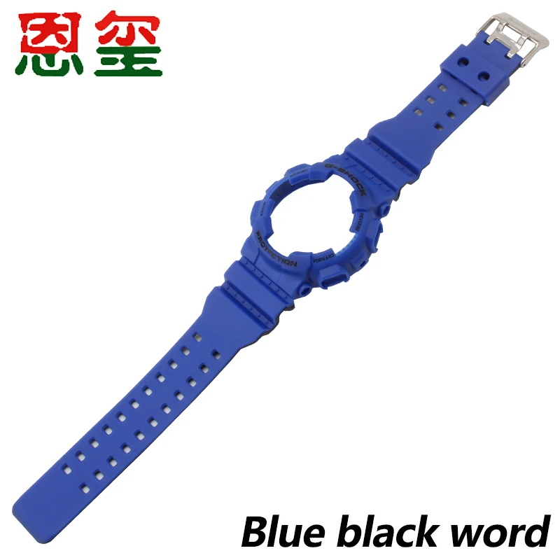 Сменный Чехол с силиконовым ремешком для часов разных цветов на выбор для GD120GA-100GA-110GA-100C - Цвет ремешка: Blue black