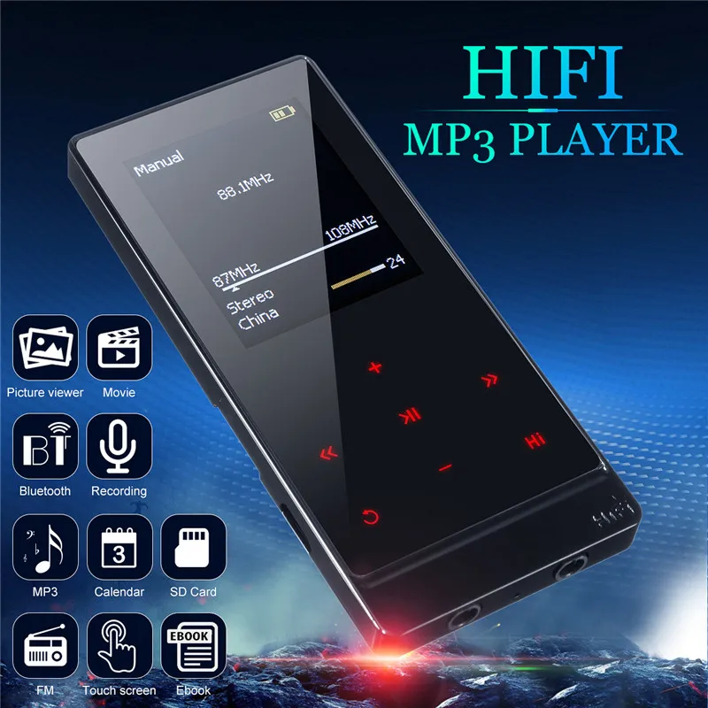

Mini Portable 8GB Bluetooth HiFi Sound Lossless MP3 Player Music 1.8'' TFT Touch Screen Digital MP3 Player with FM Radio