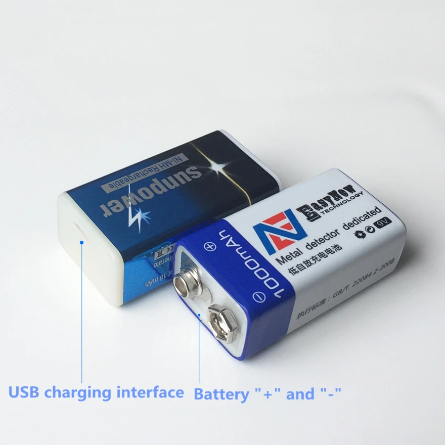 1pcs/lot 9V 1000mAh lithium ion battery USB rechargeable battery detector toy line finder rechargeable battery free shipping