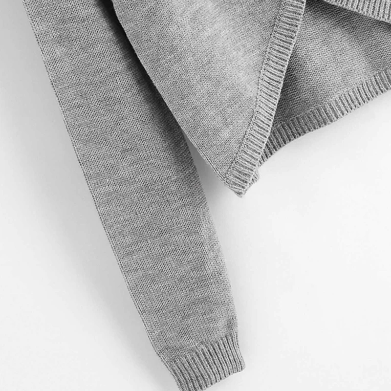 COLROVIE серый асимметричный сексуальный вязаный свитер с высоким горлом, Женский Осенний пуловер, зимний джемпер, свитера, женская одежда