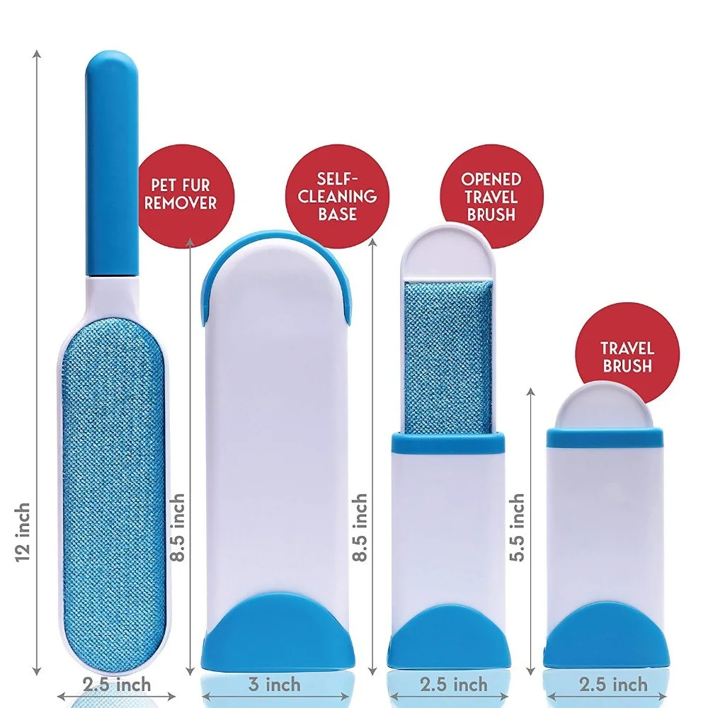 

Pet Hair Remover Brush Double-Side Home Furniture Sofa Clothes Cleaning Lint Brush Dog Cat Fur Brush with Self-Cleaning Base