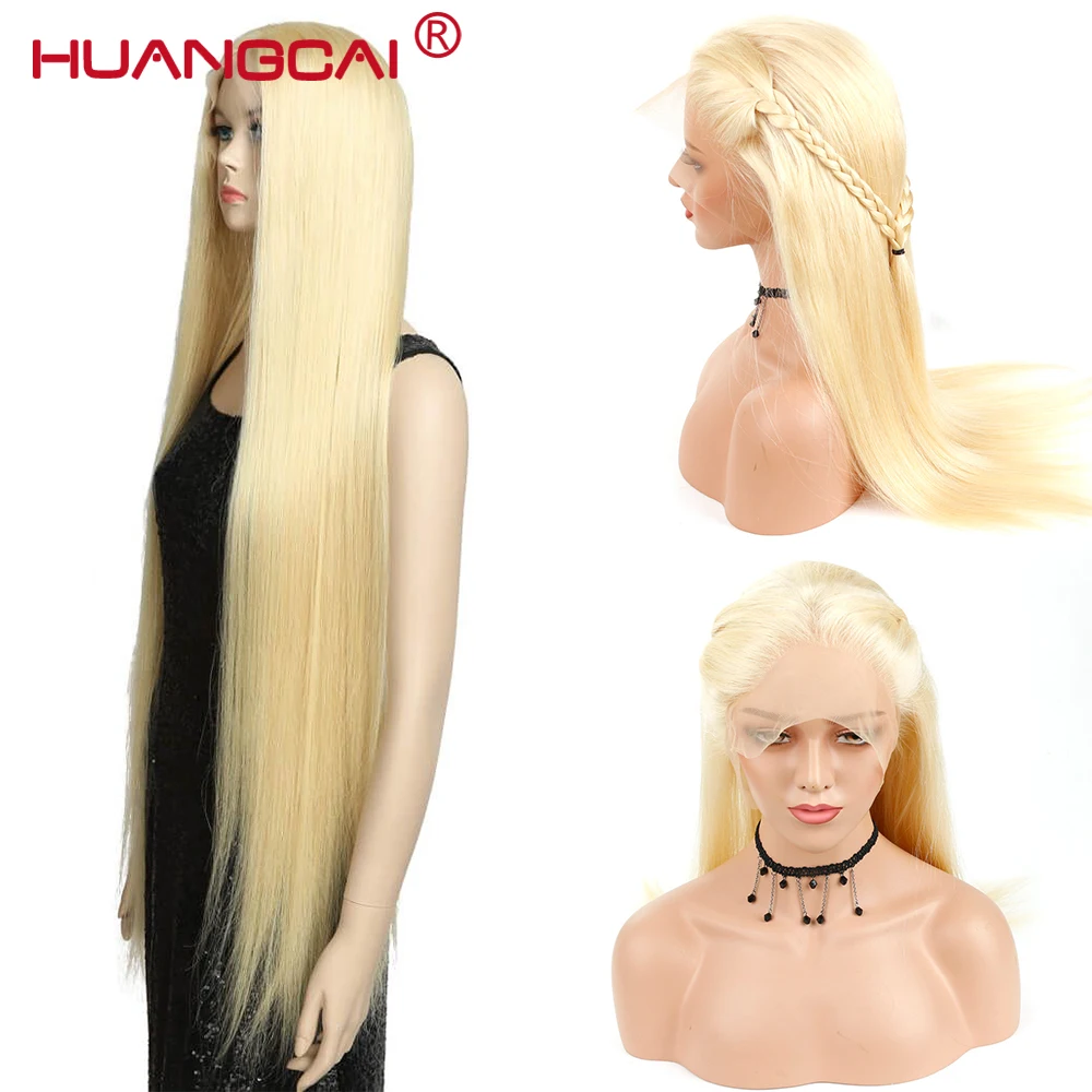 

613 Blonde Human Hair Wigs Pre Plucked Peruvian Straight Lace Front Human Hair Wig With Baby Hair Honey Blonde Remy 13*4 Lace